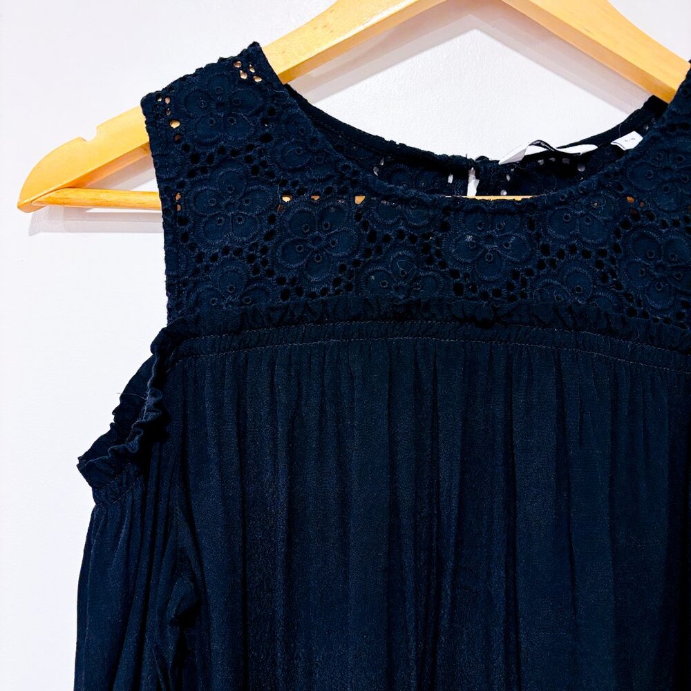 REITMANS Black Cold Shoulder Lace Top | Floral Lace Boho Chic Blouse | Large * - Picture 2 of 8